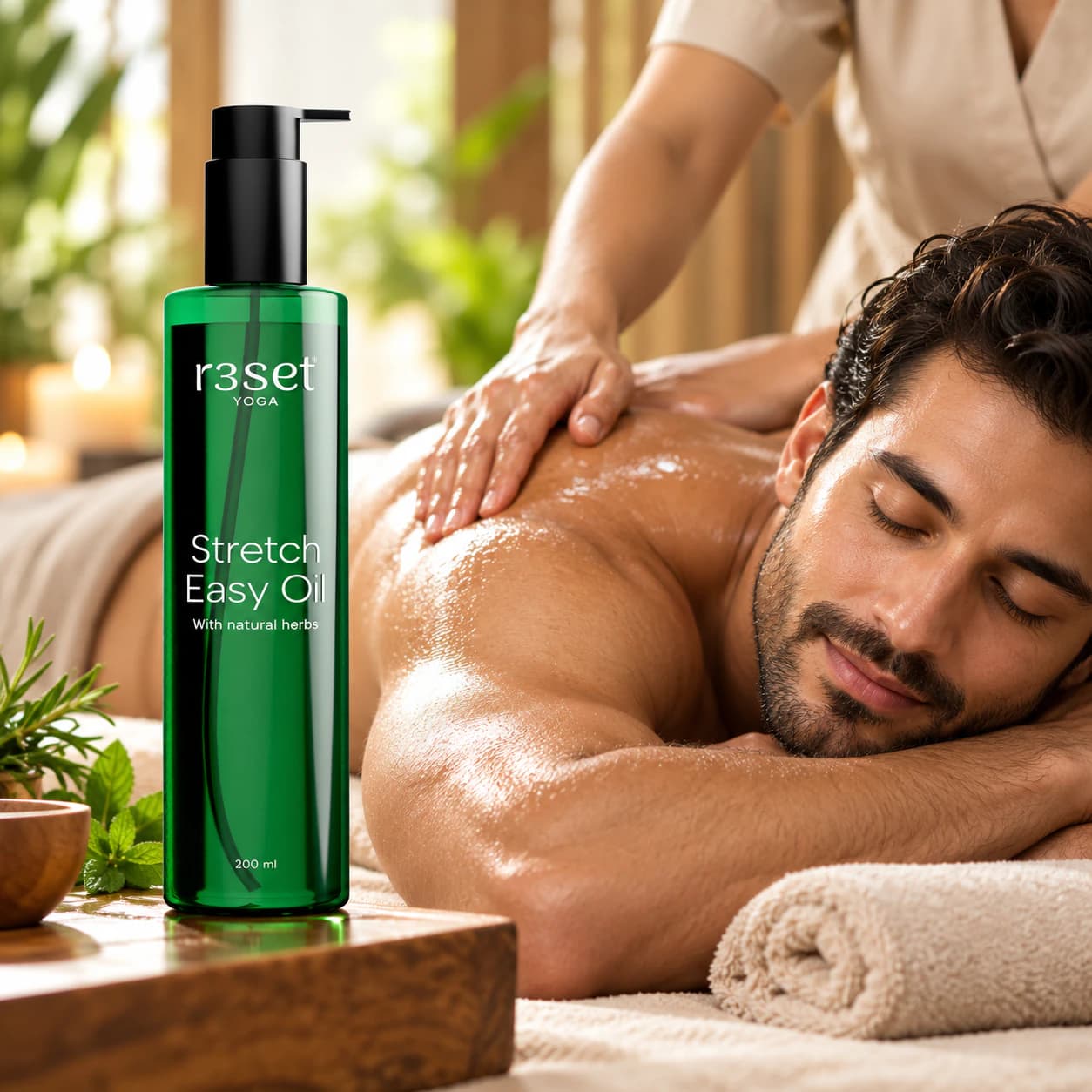 Massage with herbal massage oil